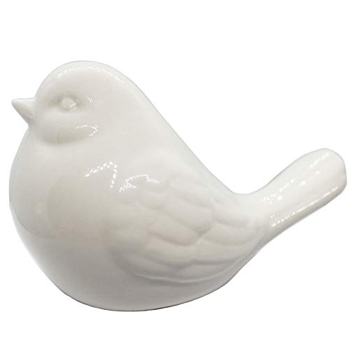 NEW White Bird Figurine, Ceramic Chubby Bird Figure Cottage Animal Bird Statue Decorations for Home Garden Decor Accents - color: White