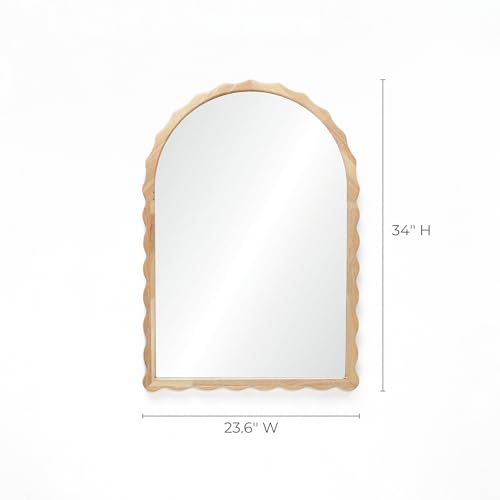 LuxenHome Arched Wall Mirror, 34" x 23.5" Large Wooden Decorative Mirrors