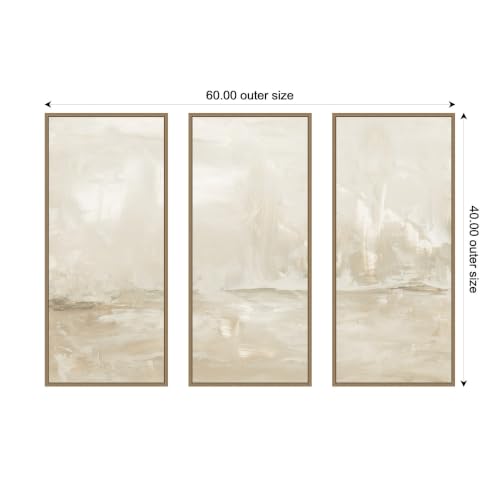 Kate and Laurel Dawning Abstract Panel 3 Piece Framed Canvas Wall Art Set by Naomi Hink NLS Design, Sylvie Dark Gold Modern Contemporary, Abstract Art for Wall Decor