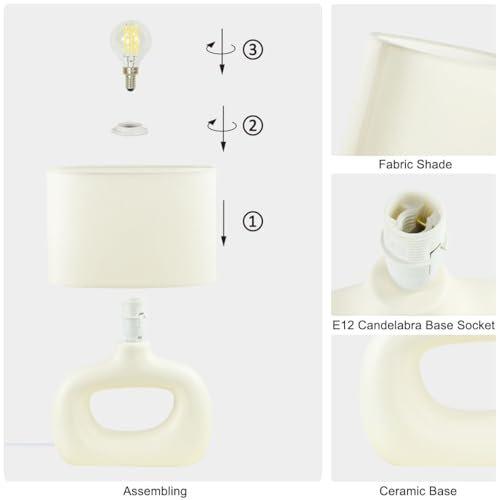 LACIO Cream Small Table Lamp for Living Room as Bedside Table Lamp for Bedroom,Modern Ceramic Kids Night Table Lamp,8.66×4.53×H11.81IN,Bulb Excluded,Milk Curry (Cream) - color: Milk Curry (Cream)