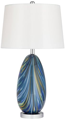 Pablo 27" Tall Table Lamp Dimmer Blue Art Glass and USB Charging Port - color: Blue Art Glass - USB Dimmer Included