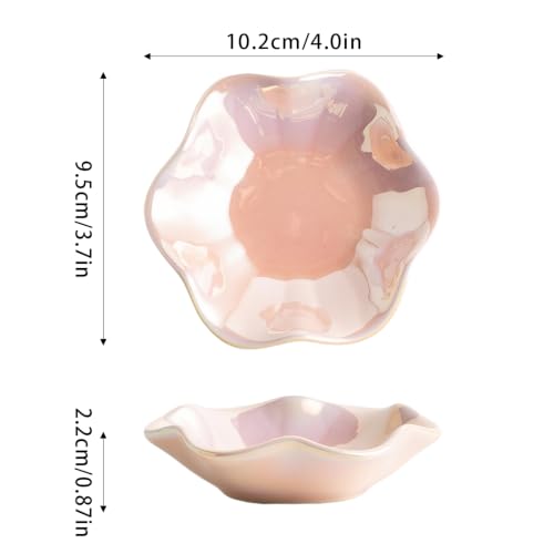 Ceramic Ring Dish, Jewelry Trinket Tray for Rings and Earrings - color: Iridescent Pink