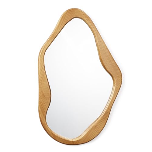 LuxenHome Asymmetrical Wall Mirror with Natural Pine Wood Frame - color: Irregular Asymmetrical