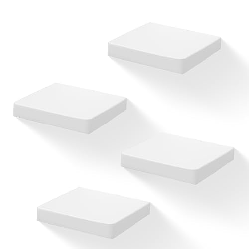 Small Floating Shelves for Wall Set of 4, 6 Inch Square Shelves,White - color: White, size: 6 Inch-4 Pcs