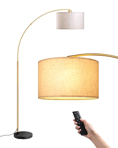 EDISHINE 78.3" Gold Arched Floor Lamp with Remote, Modern Standing Lamp - style: Modern-Gold