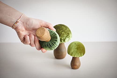Your Heart's Content Green Glitter Mushrooms, Set of 3 (Green) - color: Green Glitz 3