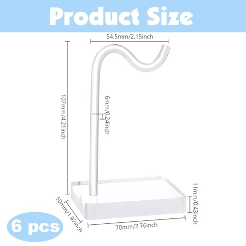 6 Pcs Acrylic Earring Display Stands, Acrylic Base Curved Hooks Earring Holder for Bracelets Bangle, Countertop Hanging Jewelry Organizer for Home, Gift Shops, Retail Stores Display