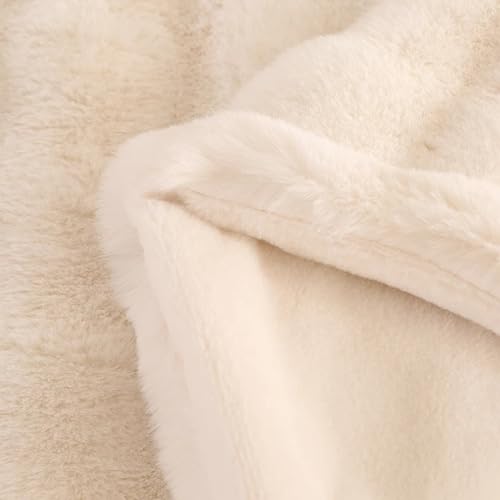 MERRYLIFE Luxury Faux Rabbit Fur Throw Blanket for Couch Bed Beige, 40" 60" - color: Beige, size: 40"*60"