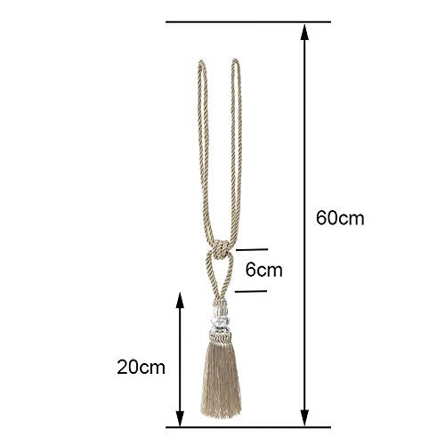 Tassel Curtain Tiebacks Handmade Curtain Tie Backs, Elegant Crystal Curtain Holdbacks for Home Office Decor (Beige, 2P) - color: Beige, size: 2P