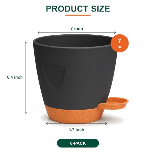 Self Watering Planter Pots for Plants, 6-Pack 7 in - color: 6pc-7in-black
