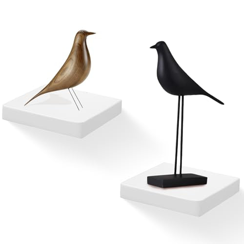 Small Floating Shelves for Wall Set of 2, 6 Inch Square Shelves, White - color: White, size: 6 Inch-2 Pcs