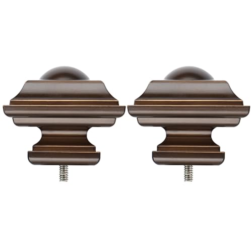 KAMANINA Square Finials for Curtain Rods 1 and 7/8 Inch, Set of 2, Bornze - color: Antique Bronze