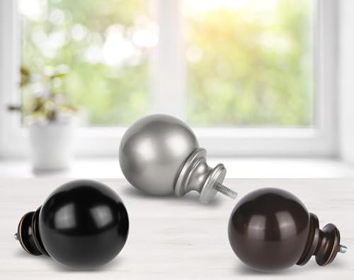 KAMANINA Black 2 Pack Curtain Rod 32 to 58 Inch with Round Finials - color: Black, size: 32-58"(2 Pack)