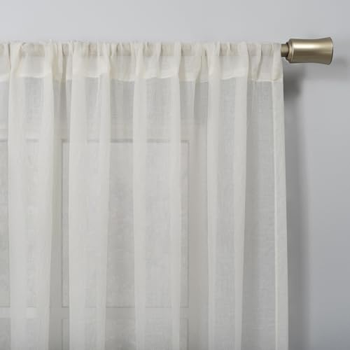 No. 918 Tayla Crushed Texture Semi-Sheer Rod Pocket Curtain Panel, 50" x 95", Cream Off-White - color: Cream Off-white, size: 50"W x 95"L (Pack of 1)