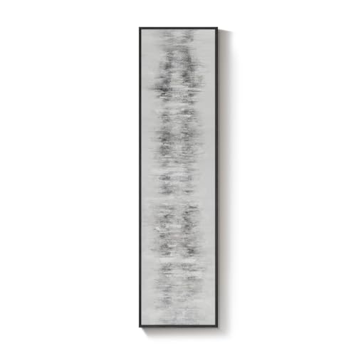 Framed Long Narrow Black and White Abstract Vertical Wall Art, 14x56 Inch - color: Black White Gray, size: 56"L x 14"W