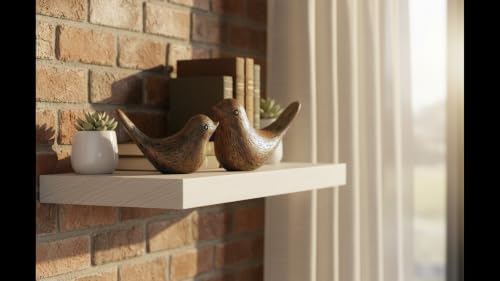 Birds Figurine, Shelf Decor Wood Grain Statue - color: Brown-wood
