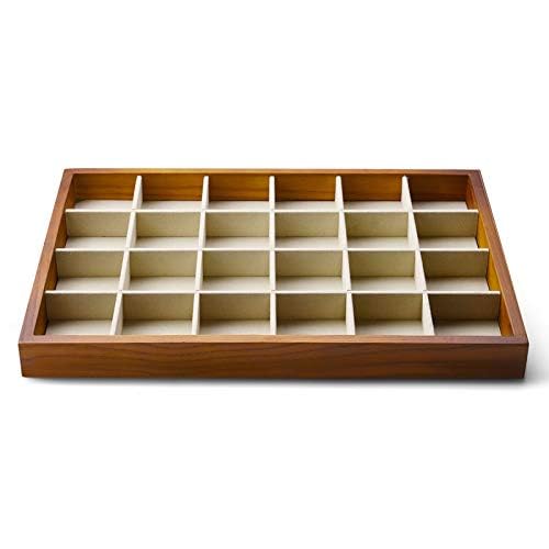 Oirlv Solid Wood Jewelry Tray,Jewelry Drawer Organizer,24 Grid - color: Creamy-white 24 grid tray