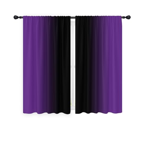 Purple Black Curtains, Ombre, 2 Panels, 42" W x 63" L, Rod Pocket - color: Purple Black, size: 42"W x 63"L (Pack of 2)