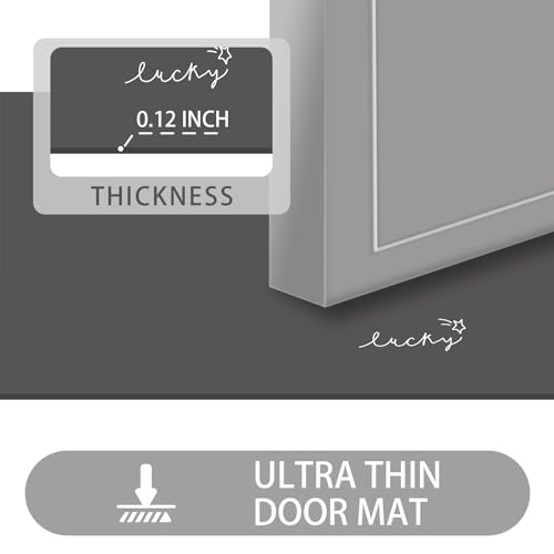 Ultra Thin Indoor Door Mat, 1/10 in Thin Door Mats for Inside Entry - color: Dark Grey(lucky), size: 1'4" x 2' (Rectangular)