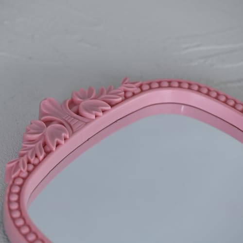 2Pack Pink Plastic Arched Makeup Mirror (10.6" L x 8.3" W) - color: Pink-2pack