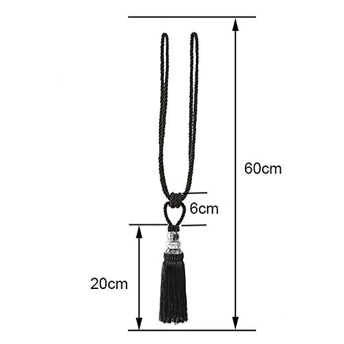 Tassel Curtain Tiebacks Handmade Curtain Tie Backs, Elegant Crystal Curtain Holdbacks for Home Office Decor (Charcoal, 2P) - color: Charcoal, size: 2P