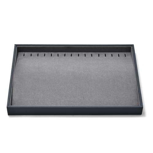 Grey Microfiber 20 Hook Anti-Tangle Necklace Bracelet Jewelry Tray - size: 16 Slot