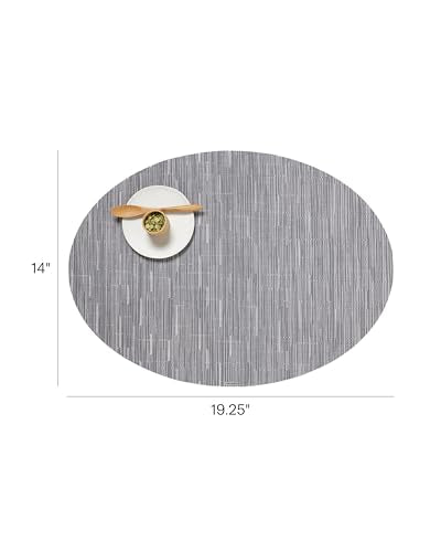 Chilewich Bamboo Placemats Set of 4, Woven Oval Placemats - color: Fog, size: 14"x19.25"
