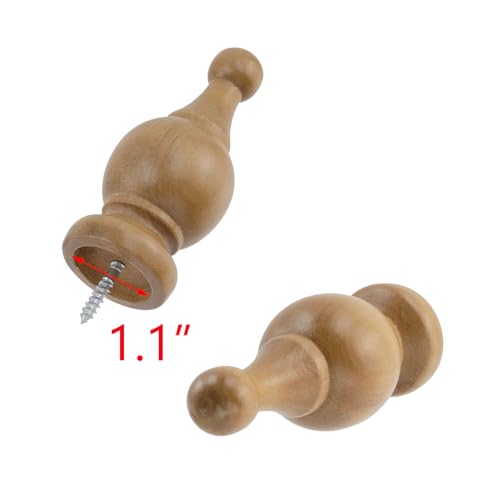 T Tulead Wood Finials for Curtain Rods, Decorative Screw on End Caps 4PCS - style: Wood, 1.1", 4PCS