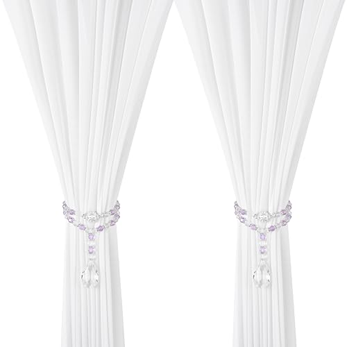 SUQ I OME Luxury Crystal Beaded Magnetic Curtain Tieback, Purple - color: Purple