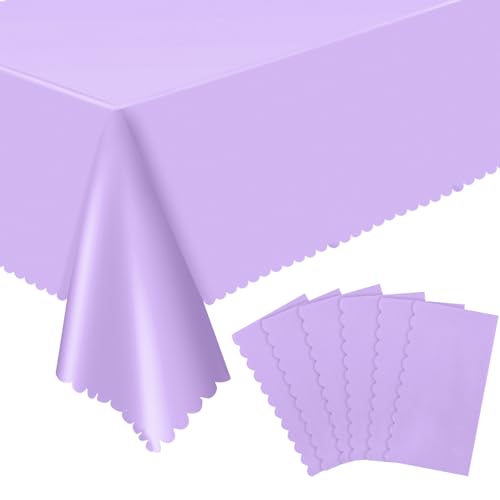 NatNarr 6 Pack Light Purple Tablecloths, Plastic Lavender Table Cloths - color: Light Purple, size: 6 Pack