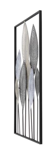 Deco 79 Metal Leaf Home Wall Decor Wall Sculpture with Black Frame, Wall Art 20" x 1" x 37", Bronze - color: Bronze, size: 37"L x 20"W
