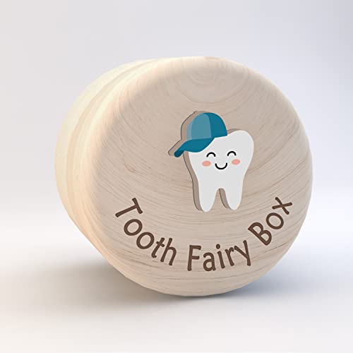 Tooth Fairy Box for Kids Hat Tooth Wooden Box and 3D Tooth - color: hat