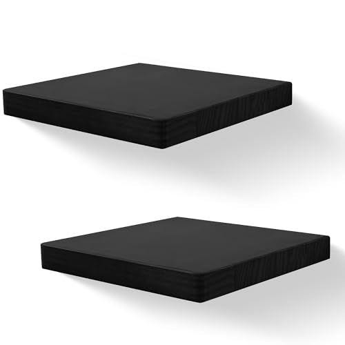 Small Floating Shelves for Wall Set of 2, 8 Inch Square Shelves,Black - color: Black, size: 8 Inch-2 Pcs