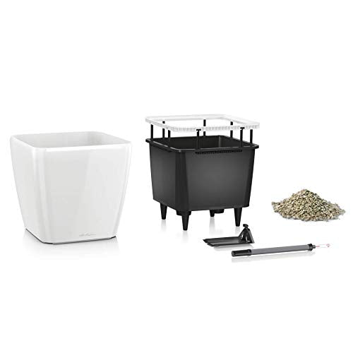 Lechuza Quadro LS 28 Charcoal Metallic, Self-Watering Square Planter, H10.2 L11 W11 in - color: Anthracite Metallic, size: H26 L28 W28 cm