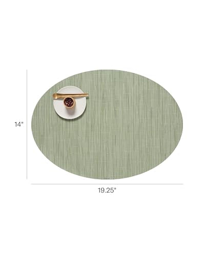 Chilewich Bamboo Placemats Set of 4, Woven Oval Placemats - color: Spring Green, size: 14"x19.25"