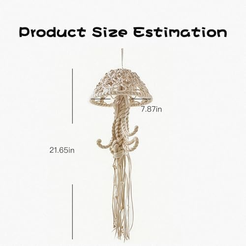 Macramé Wall Hanging, Rope-Woven Jellyfish Decor, Dream Catchers, Creative Wall Decor Accents (White)