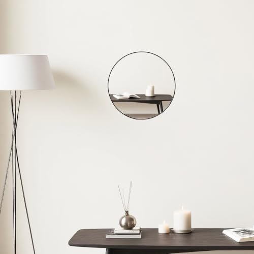 Funerom Black Round Wall Mirror 12.6 Inches Circle Mirror Bathroom Mirrors - color: Black, size: 12.6"L x 12.6"W