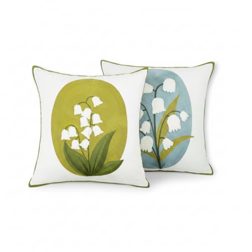 Pack of 2 Embroidered Decorative Throw Pillow Cover 18x18 Inch