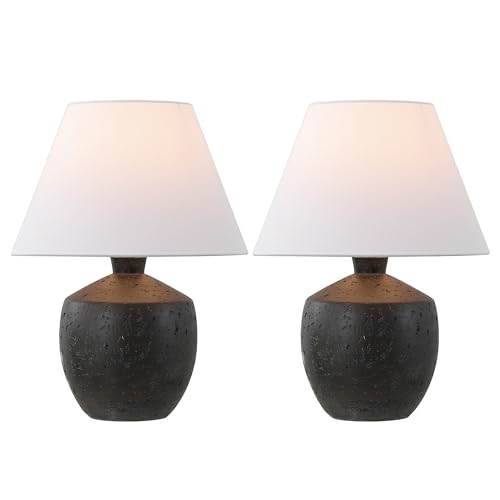 JONATHAN Y Myron 18" Concrete Effect Table Lamp, Black, Set of 2 - color: Black