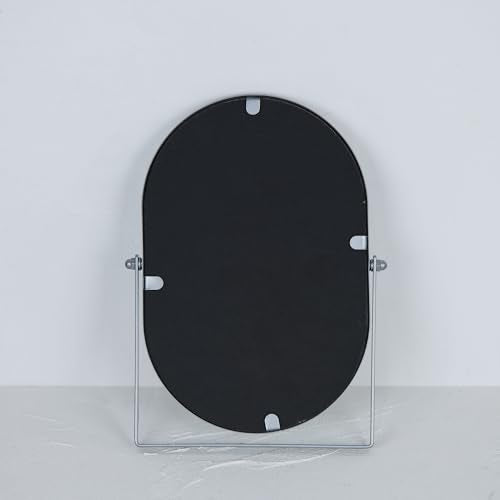 Oval Vanity Mirror with Stand, Metal Frame (Sliver, 7.1 x 11 inches) - color: Sliver, size: 11"L x 7.1"W