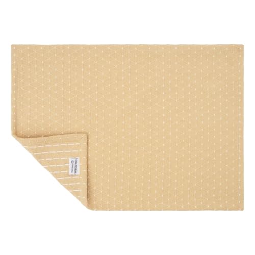 Cotton Placemats Set of 6-13x19 Inch, Diamond Quilted Place Mats, Durable & Elegant for Dining Table, Wedding, Restaurant, Machine Washable, Oeko-TEX Certified - Beige - color: Beige - Diamond Quilted