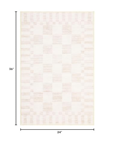 GarveeHome Checkered Washable 2x3 Rug Small Area Rugs Non-Slip for Entryway - color: Beige, size: 2' x 3' (Rectangular)