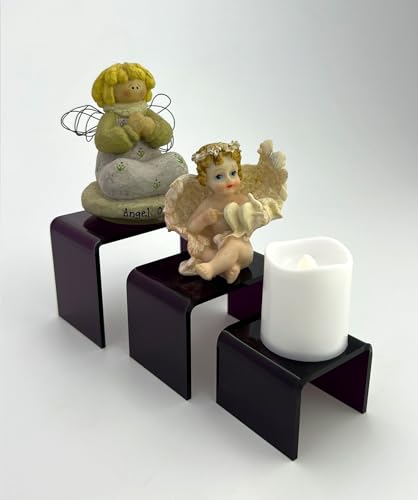 Tiered Acrylic Display Risers – 3pc Set (2", 3", 4") Cube Stands for Crafts, Collectibles & Decor (Dark Purple) - color: Dark Purple