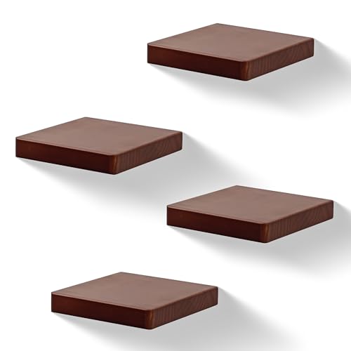 Small Floating Shelves for Wall Set of 4, 6 Inch Square Shelves,Dark Walnut - color: Dark Walnut, size: 6 Inch-4 Pcs