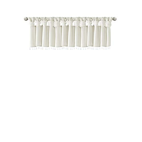 Madison Park Faux Silk Valances for Windows with Beads, 50x26 White - color: White, size: 50"W x 26"L (Pack of 1), style: Valance