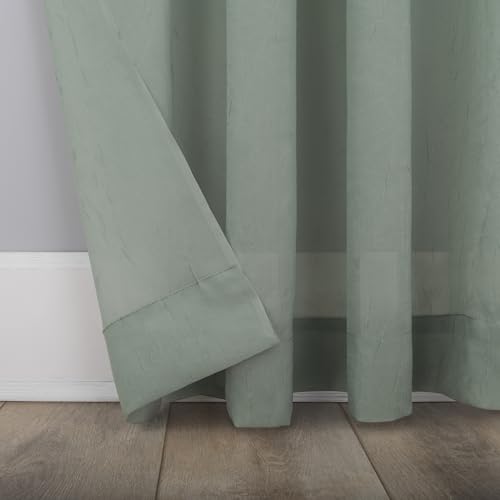 No. 918 Erica Crushed Sheer Voile Rod Pocket Curtain Panel, 51" x 84", Mineral Blue - color: Mineral Blue, size: 51"W x 84"L (Pack of 1)