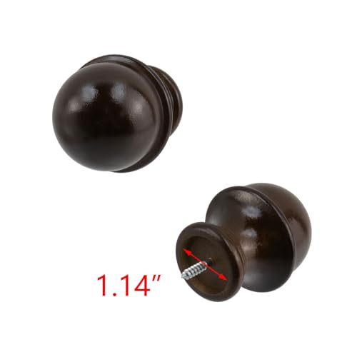 T Tulead Wooden Curtain Rod Finials Drapery Rod Brackets, Brown, 4PCS - color: Brown-4pcs