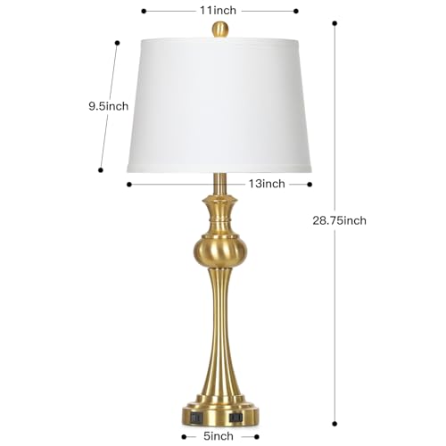 Cinyirong 28.75" Gold Table Lamps Modern 3-Way Touch Control Dimmable Bedside Lamp with USB A+C Ports & AC Outlets for Living Room Bedroom Nightstand Lamp (Bulb Included) - color: 1Pack-Gold