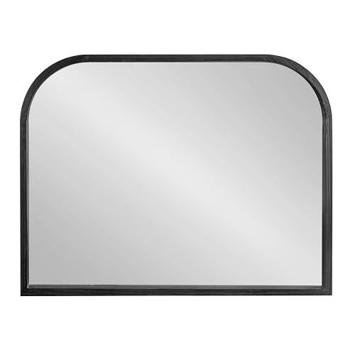 Kate and Laurel Occonor Modern Wooden Arched Mirror, 36 x 28, Black, Transitional Arch Wall Mirror with Geometric Shape for Use as Bathroom Mirror for Vanity or Fireplace Mantel Mirror