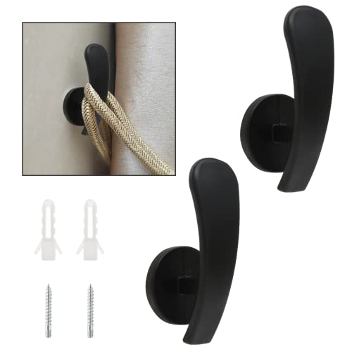 Curtain Tieback Hooks, Black, 2 Pack - color: Black, size: 2 Pcs